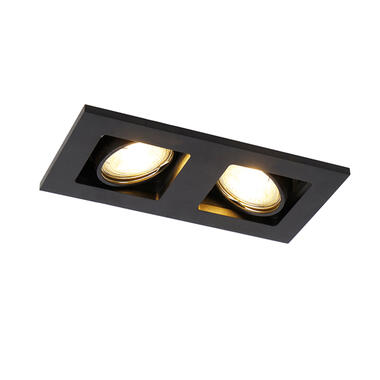 Qazqa spot encastré rectangulaire noir 2 lumières - qure product