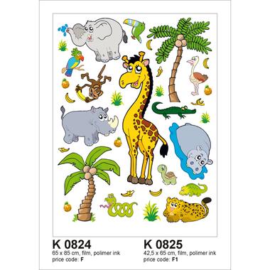 Sanders & Sanders muursticker - jungle dieren - geel, groen en grijs product