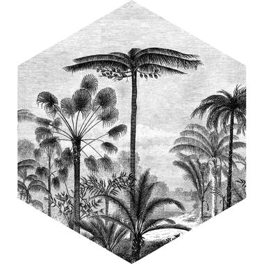 ESTAhome muursticker - tropisch landschap met palmbomen - zwart wit product
