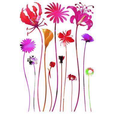 Sanders & Sanders muursticker - bloemen - roze, lila paars en groen product