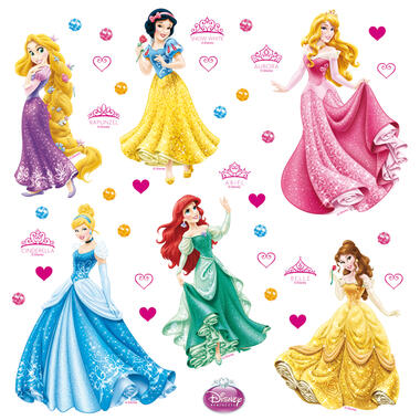 Disney sticker mural - Princesses - rose, jaune et bleu - 30 x 30 cm product