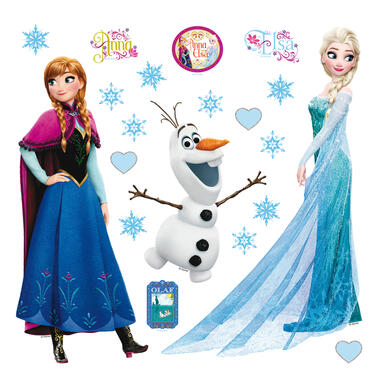 Disney muursticker - Frozen Anna & Elsa - blauw en paars - 30 x 30 cm product