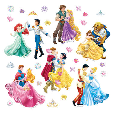 Disney muursticker - prinsessen - roze, geel en blauw - 30 x 30 cm product