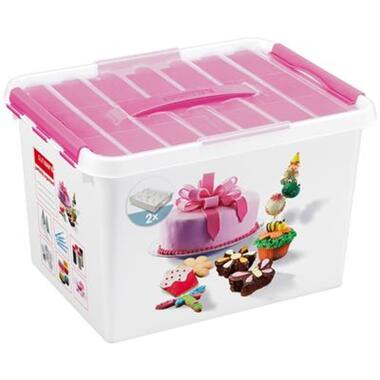 Q-line Fun-baking opbergbox 22L wit roze product