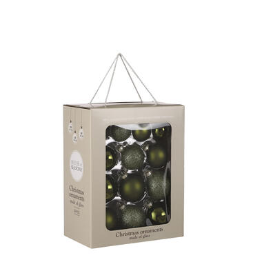 House of Seasons Lot de 36 boules de Noël en verre - Ø7cm - Vert foncé product