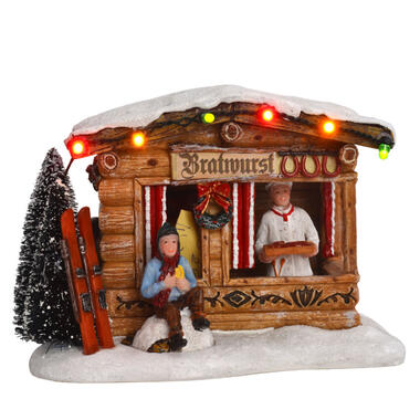 LuVille Kerstdorp Miniatuur Braadworst Kraam - L13,5 x B10,5 x H9,5 cm product