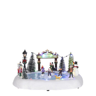 LuVille Kerstdorp Miniatuur Schaatsen Vijver - L32 x B24,5 x H14,5 cm product