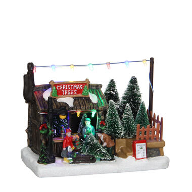 LuVille Kerstdorp Miniatuur Kerstboom Kraam - L18 x B10,5 x H14 cm product