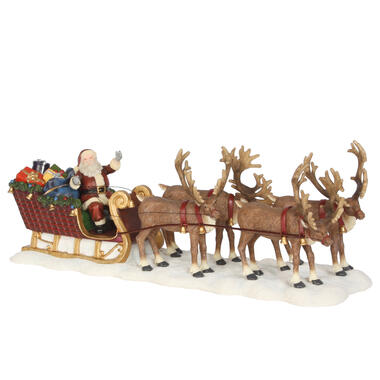 LuVille Kerstdorp Miniatuur Kerstman Rendierenslee - L21 x B6,5 x H8cm product