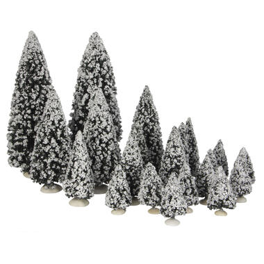 LuVille Kerstdorp Miniatuur Evergreen Bomen - 21 Stuks - H22 x Ø8 cm product