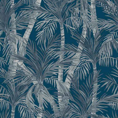 Dutch Wallcoverings - Eden palmbomen blauw/grijs - 0,53x10,05m product