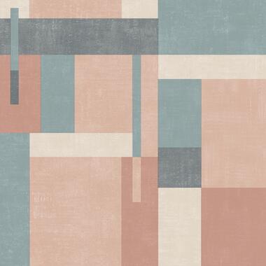 Dutch Wallcoverings - Arty Blocks oudroze/blauw/beige - 0,53x10,05m product