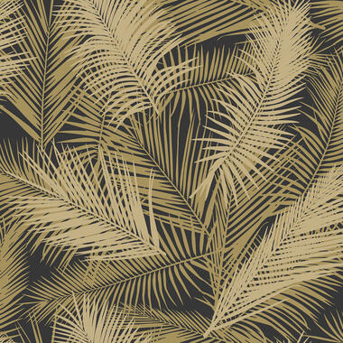 Dutch Wallcoverings - Eden palm zwart/metallic/goud - 0,53x10,05m product