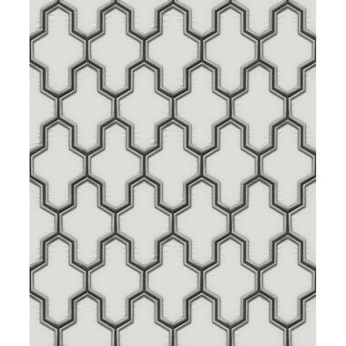 Dutch Wallcoverings - Wall Fabric geometric white/black - 0,53x10,05m product