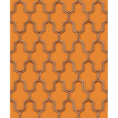 Dutch Wallcoverings - Wall Fabric geometric orange - 0,53x10,05m product