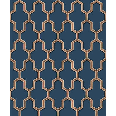 Dutch Wallcoverings - Wall Fabric geometric blue - 0,53x10,05m product