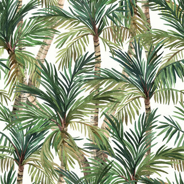 Dutch Wallcoverings - Eden palmbomen wit/groen - 0,53x10,05m product