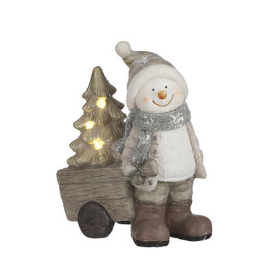 House of Seasons Sneeuwpop Kerstbeeld met Verlichting - H40,5 - Grijs product