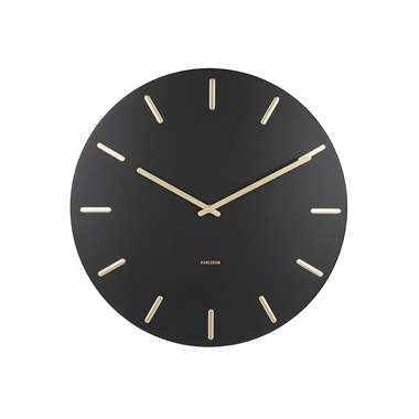 Wall clock Charm black steel with gold battons product