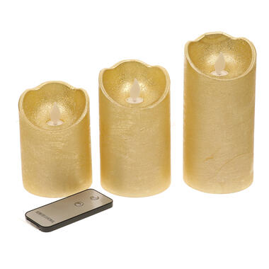 Lumineo Stompkaarsen - LED kaarsen - 3 stuks - goudkleurig product