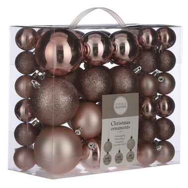 House of Seasons Lot de 46 boules de Noël en Plastique - Rose Clair product