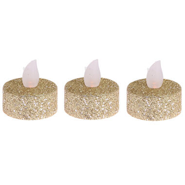 Bellatio decorations Waxinelichtjes - LED - 6 stuks - goudkleurig product