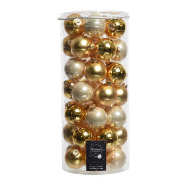 Decoris Kerstballen - 49 stuks - parel/goud - glas - 6 cm product