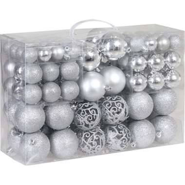 Parya Home - Ronde Kerstballen - 100 ballen - Zilver product