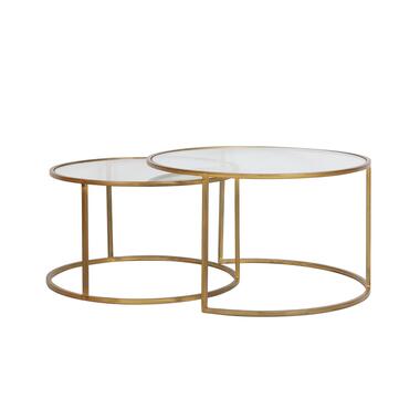 Salontafel Duarte - Glas/Antiek Goud - Ø75+Ø65cm product