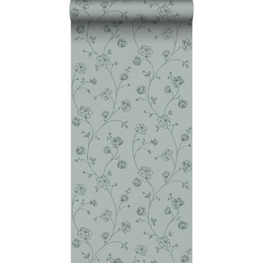 ESTAhome behang - toile de jouy rozen - vergrijsd groen - 0,53 x 10,05 m product