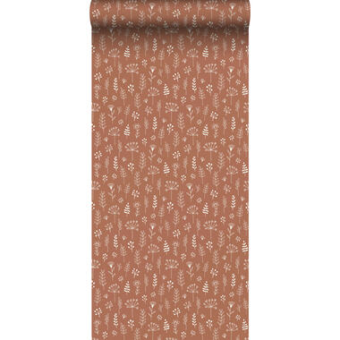 ESTAhome behangpapier - bloemmotief - terracotta en wit - 0,53 x 10,05 m product