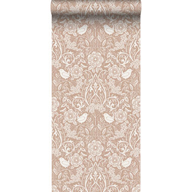 ESTAhome behang - bloemen en vogels in art nouveau stijl - nude kleur en wit product