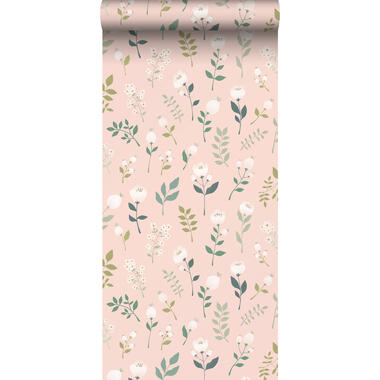 ESTAhome behang - bloemen - zacht roze, groen en wit - 0,53 x 10,05 m product