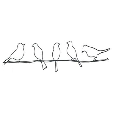 Art for the Home - Metal Art - Vogeltjes op draad - Zwart - 60x12,5cm product