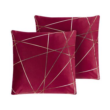 PINUS - Sierkussen set van 2 - Rood - 45 x 45 cm - Fluweel product