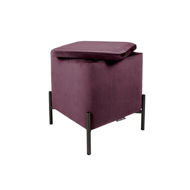 Tabouret Snog - Velours violet foncé, pieds noirs mat - 45x45x47cm product