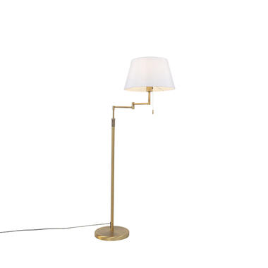QAZQA lampadaire bronze avec abat-jour blanc et bras réglable - ladas deluxe product