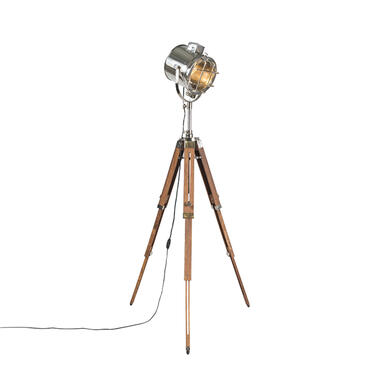QAZQA lampadaire avec trépied en bois et studio - tripod shiny product