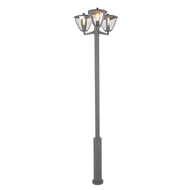 QAZQA Lanterne d'extérieur classique anthracite 230cm 3 lumières - Platar product
