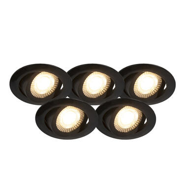 QAZQA Lot de 5 spots encastrés modernes noirs avec LED dimmable en 3 étapes - product