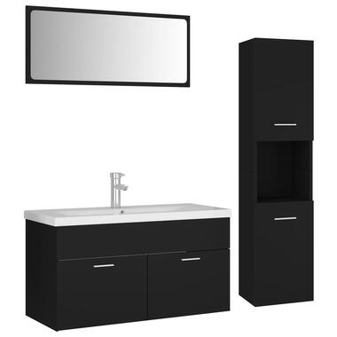 vidaXL Ensemble de meubles de salle de bain Noir Aggloméré product