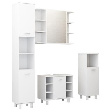 vidaXL Ensemble de meubles de salle de bain 4 pcs Blanc Aggloméré product