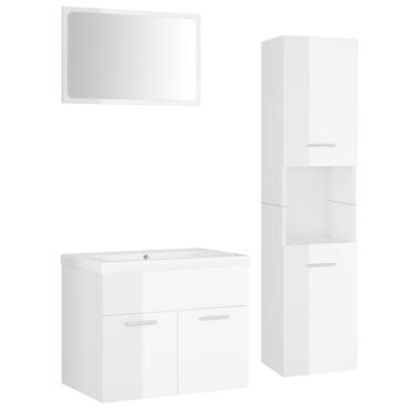 vidaXL Ensemble de meubles de salle de bain Blanc brillant Aggloméré product