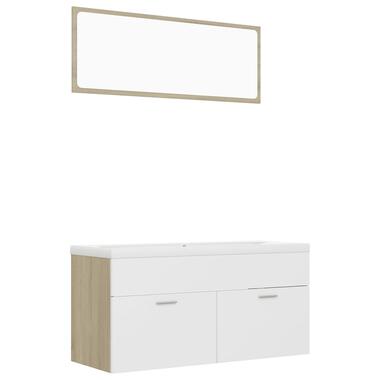 vidaXL Ensemble de meubles de bain Blanc et chêne sonoma Aggloméré product