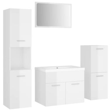 vidaXL Ensemble de meubles de salle de bain Blanc brillant Aggloméré product