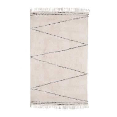 Vloerkleed 120x180 - Beige & Zwart - Katoen Polyester - Vloerkleed Kabah - Giga product