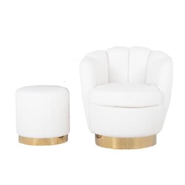 Teddy Fauteuil Wit - Met Gouden Onderstel - Fauteuil Quinty product