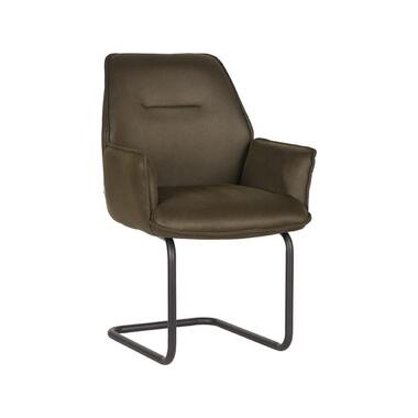 LABEL51 Chaise de salle à manger Boet - Vert armée - Microfibre product