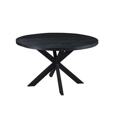 Livingfurn - Eetkamertafel Kala Round Black - Mangohout - 150 cm - Zwart product