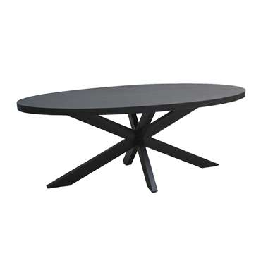 Livingfurn - Table de salle à manger ovale noire - - Bois de manguier - 240 cm product